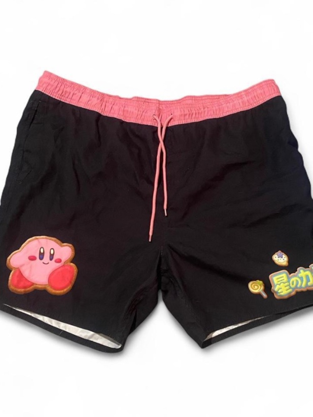 Black Kirby Swim Shorts with Pink Waistband